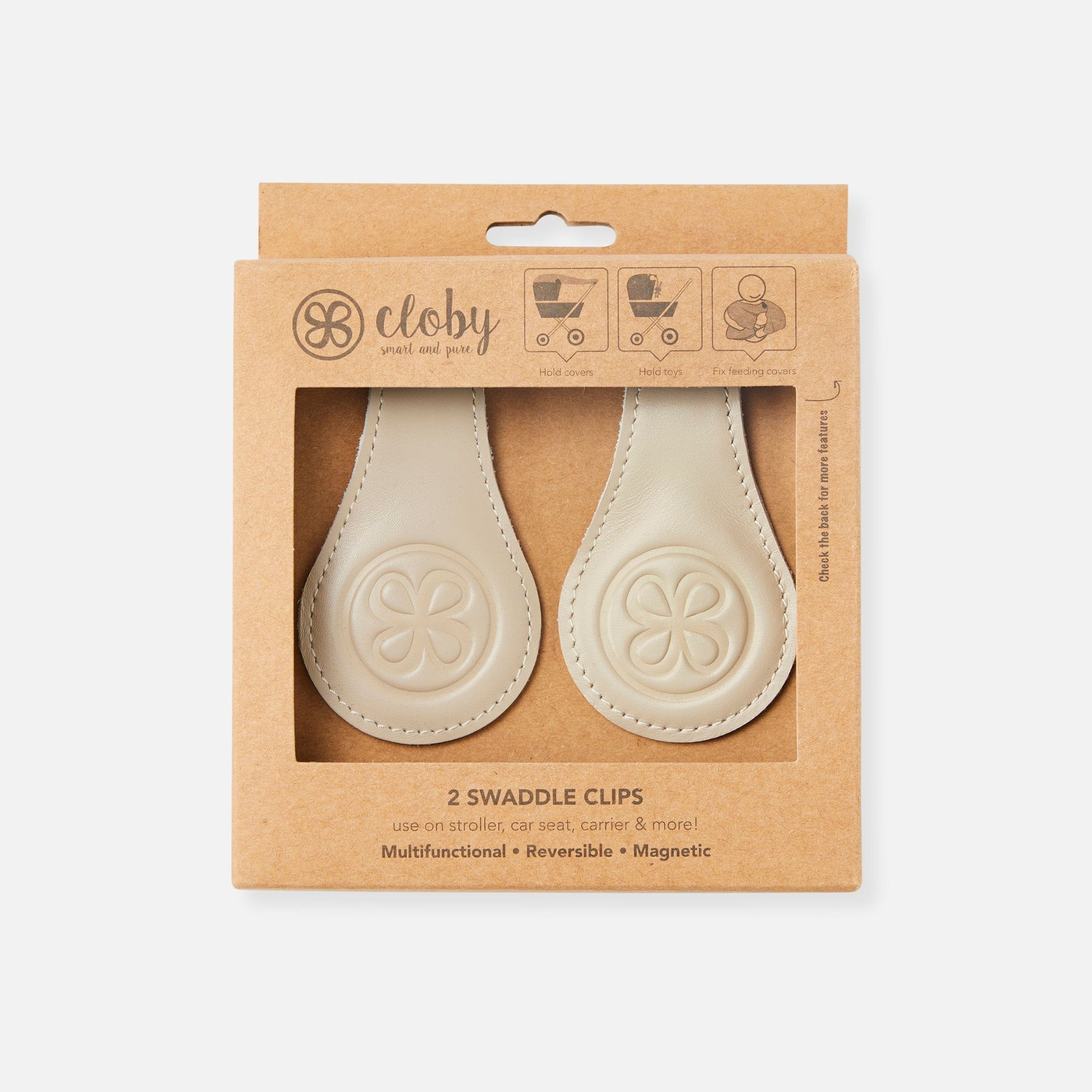 Leren swaddle clips in beige - In doosje