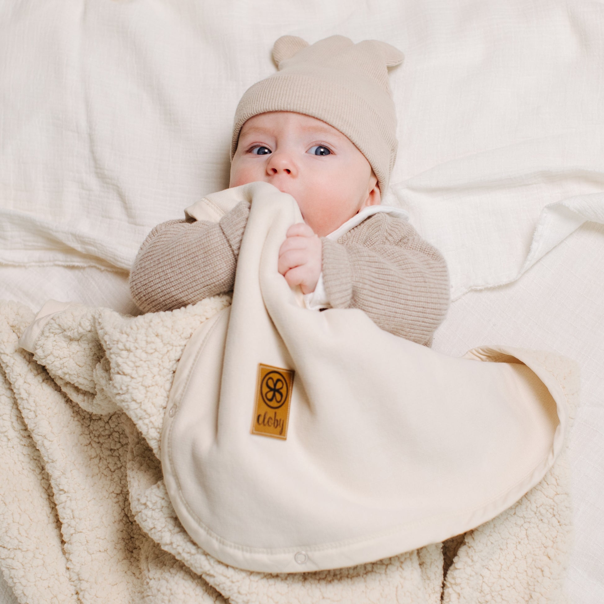 Cloby's Teddy deken voor baby's in Off-White