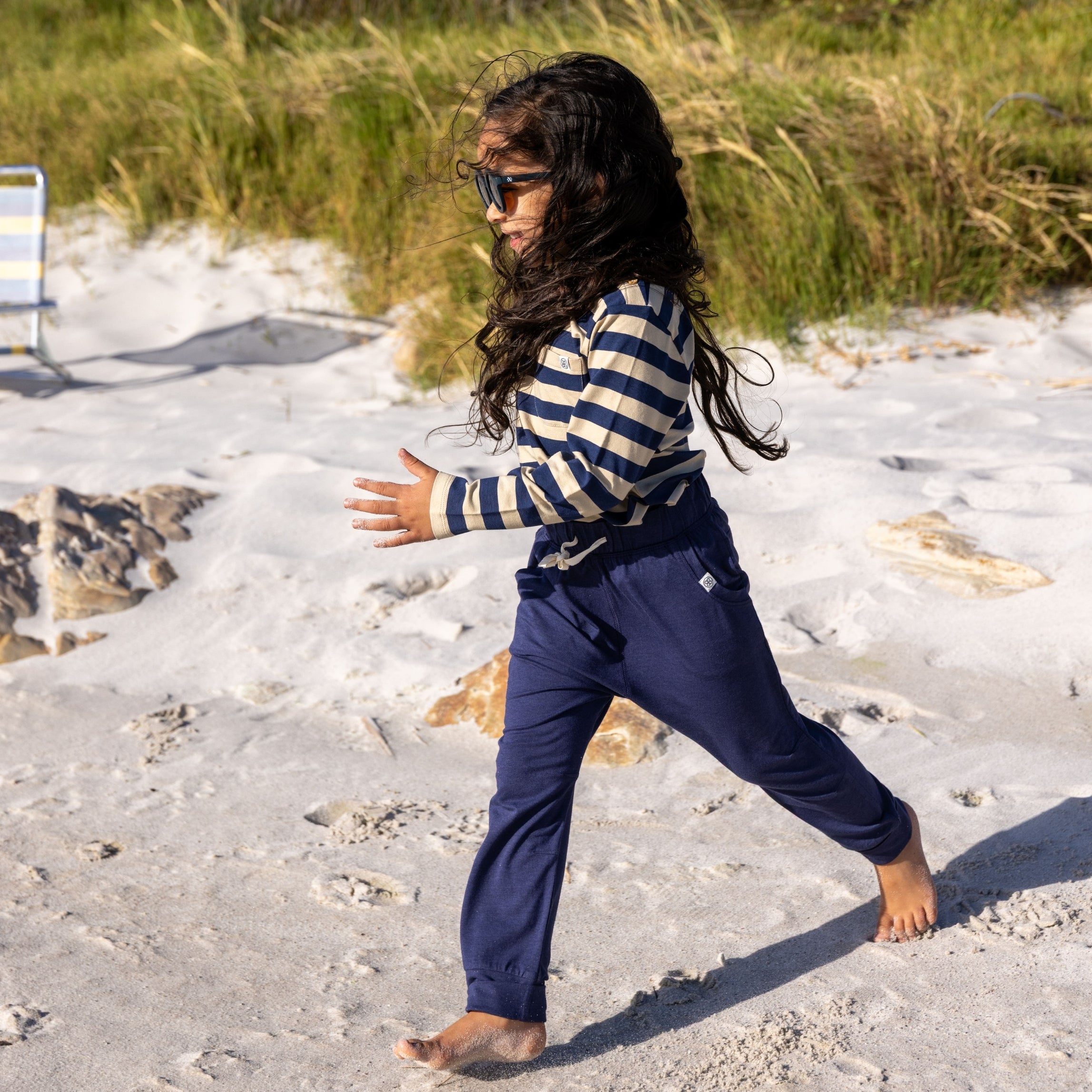 Longsleeve in Navy/Sandy Stripe UPF 50+