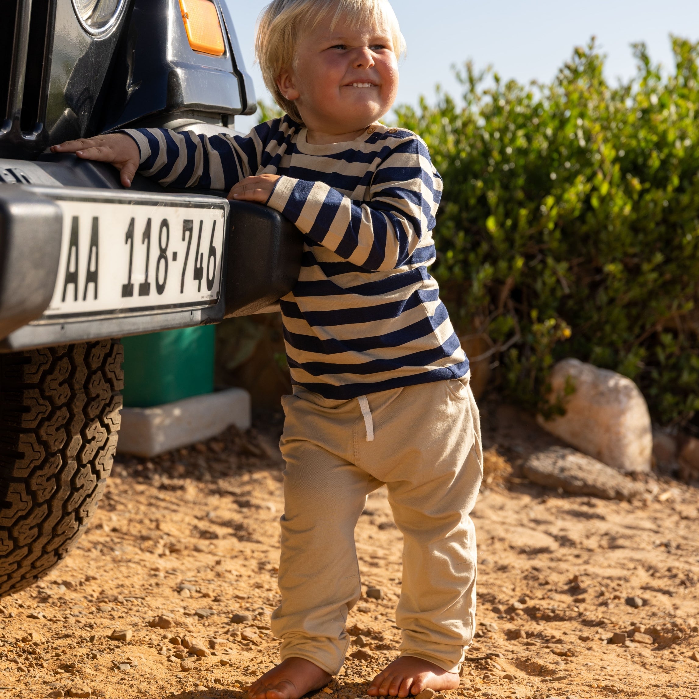 Longsleeve in Navy/Sandy Stripe UPF 50+