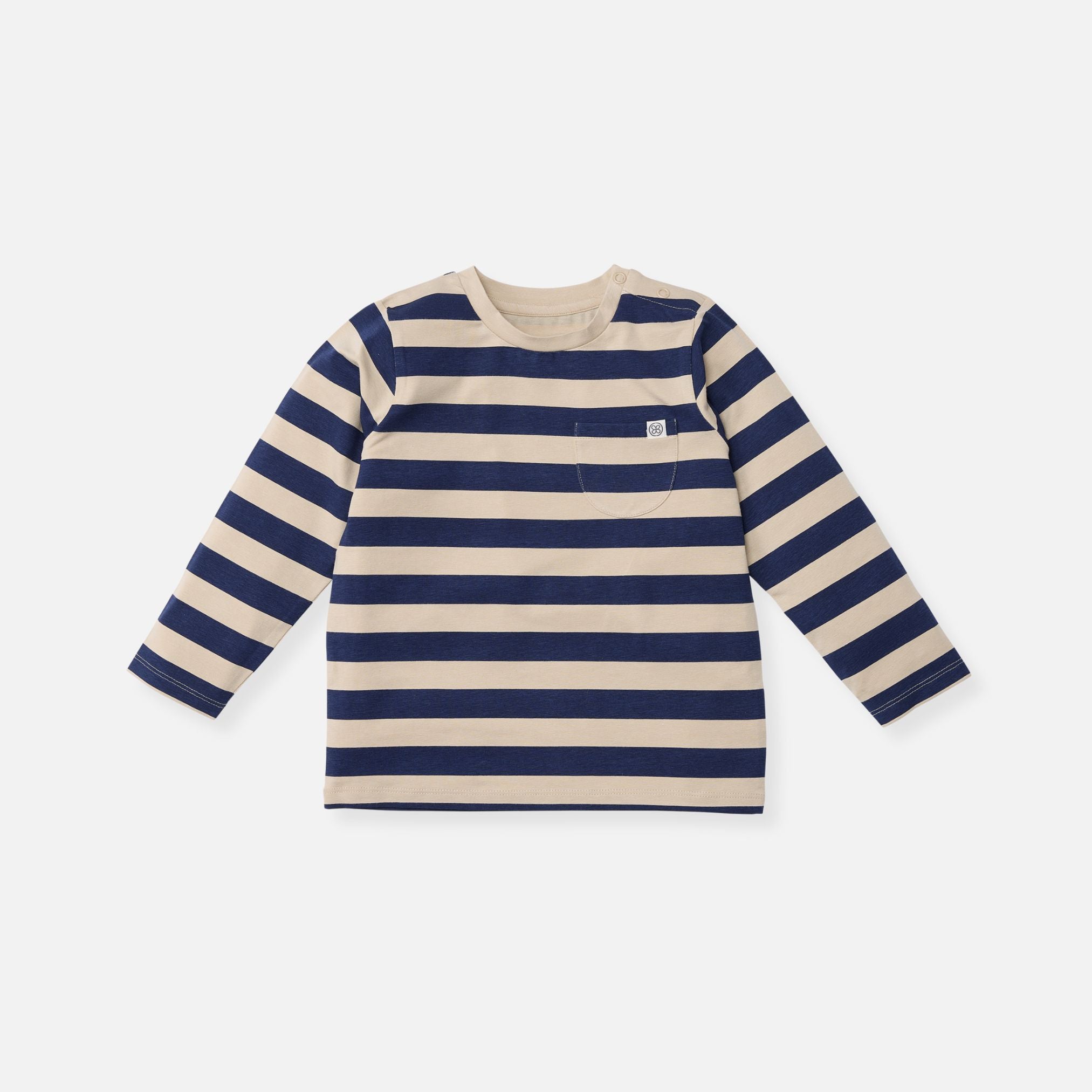 T-shirt à manches longues en Navy/Sandy Stripe – UPF 50+