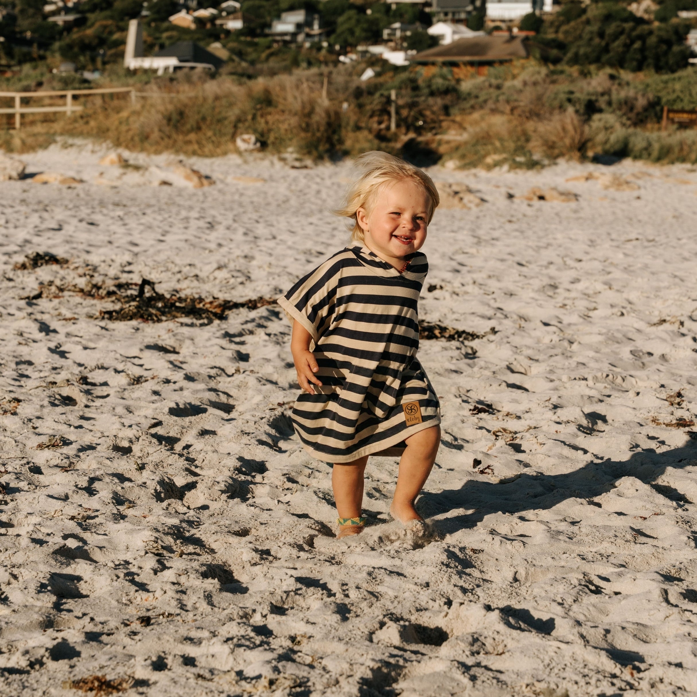 Poncho UV en Navy/Sandy Stripe – UPF 50+